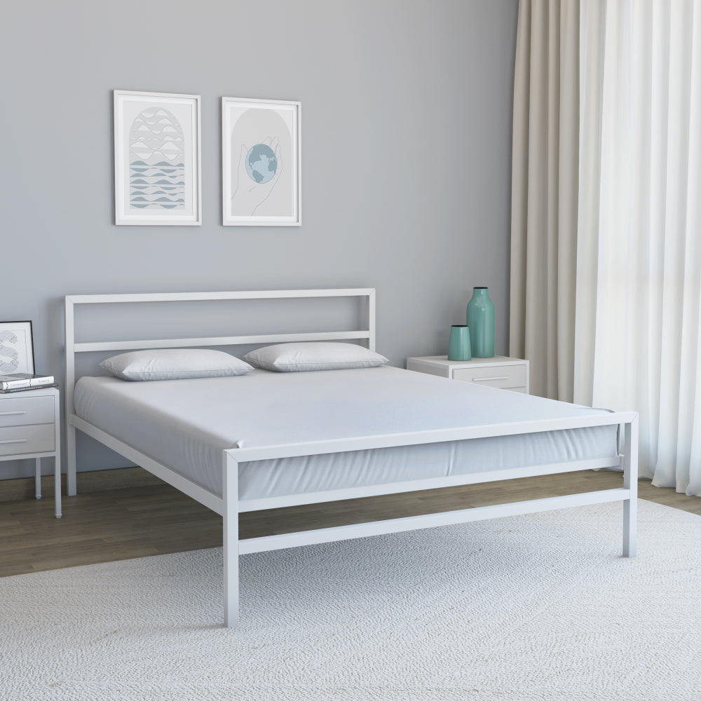 Striker Metal King Bed (White) furniture reference